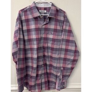 Tommy Bahama Sarasota Stretch Plaid Shirt Mens‎ XL Purple Pink Button Up
